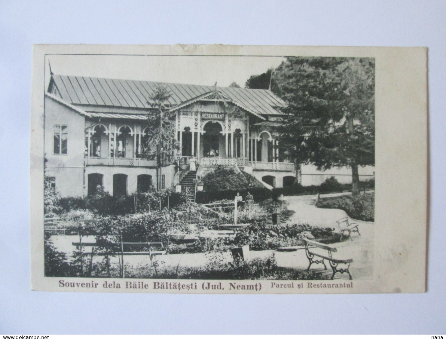 Romania-Băile Băltățești(Neamț):Parc Et Restaurant C.p.voyage 1932 Cachet Rare/Park & Restaurant Pos.1932 Rare Postmarks - Romania