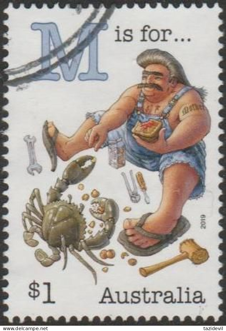 AUSTRALIA - USED 2019 $1.00 Fair Dinkum Aussie Alphabet - "M" Is For Mudcrab, Mechanic Muscleman - Oblitérés