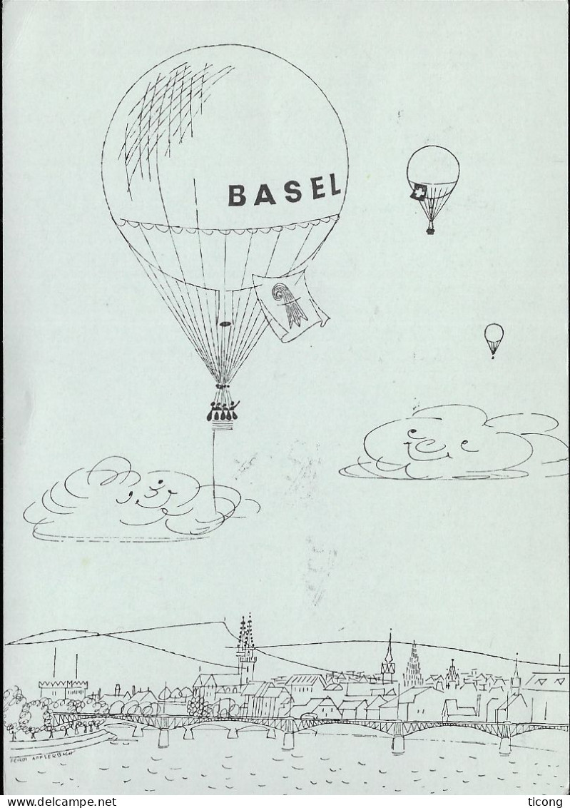 BALLON BASEL SUISSE - CARTE DU BALLON, VIGNETTES EN BLOC DE 4, VOIR LES SCANNERS - Luchtballons