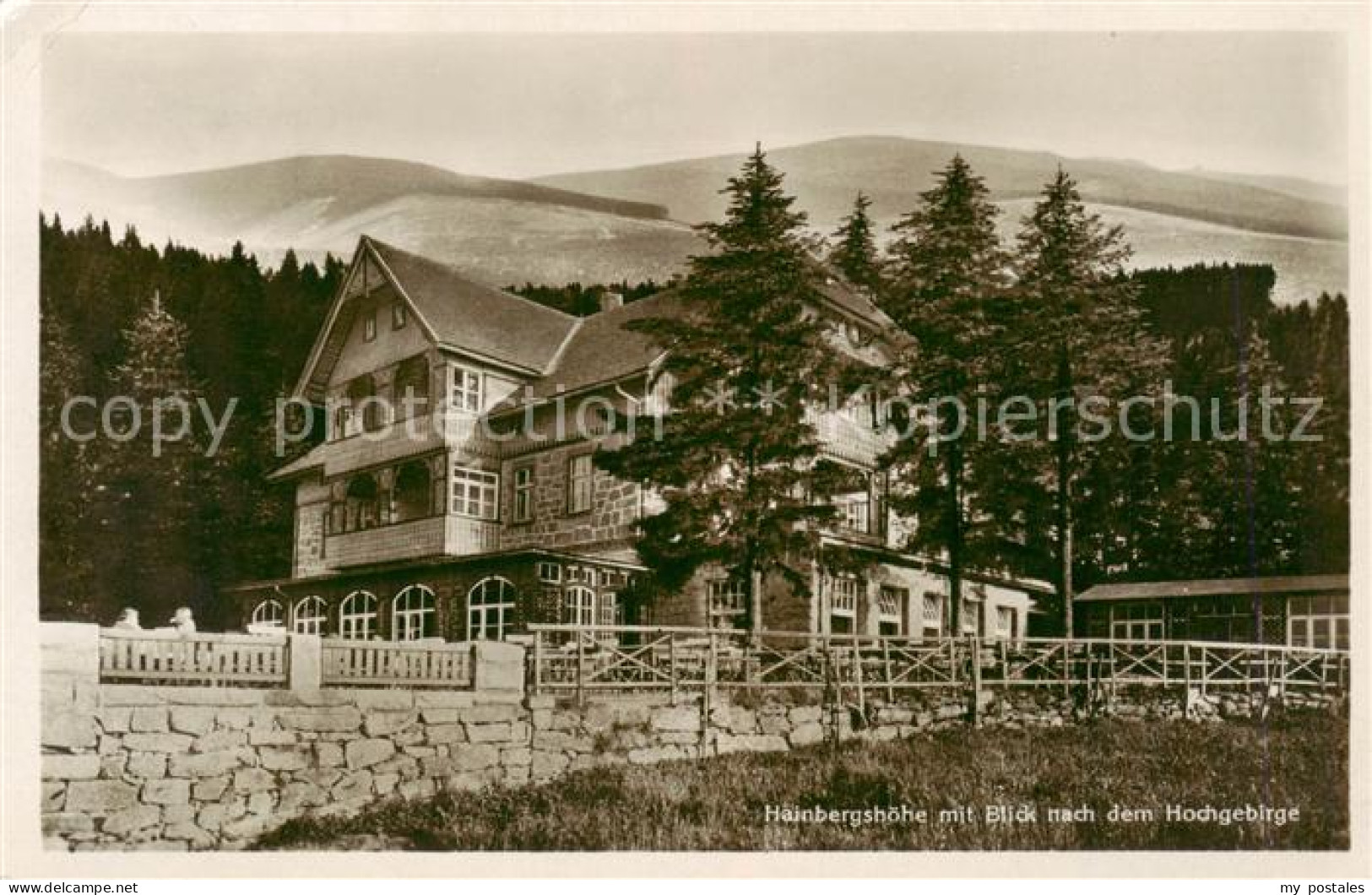 73818981 Hainbergshoehe 679m Riesengebirge PL Hotel Heinberghoehe Mit Blick Zum  - Pologne