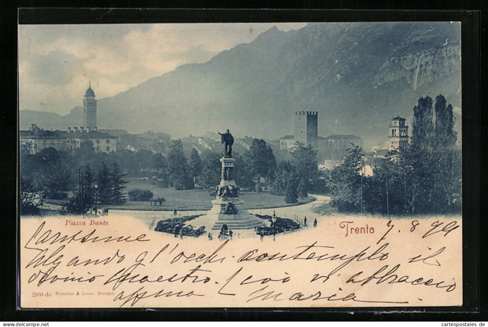 Cartolina Trento / Trient, Piazza Dante, Dante-Platz Mit Denkmal  - Trento