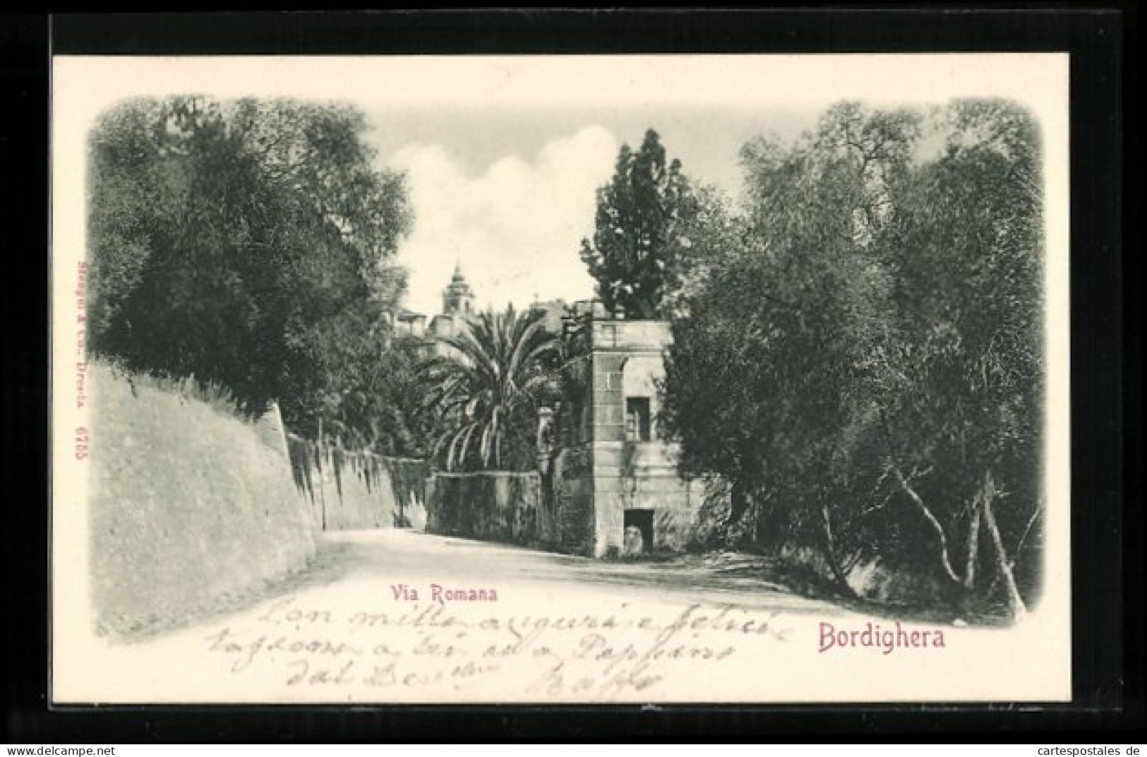 Cartolina Bordighera, Via Romana  - Autres & Non Classés