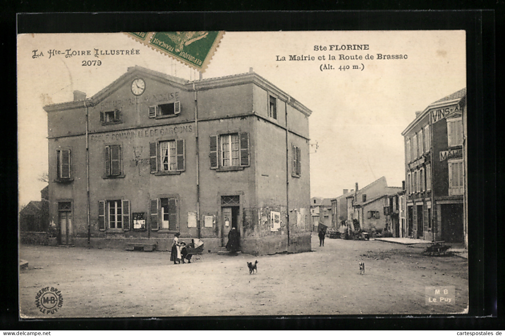 CPA Ste-Florine, La Mairie Et La Route De Brassac  - Other & Unclassified