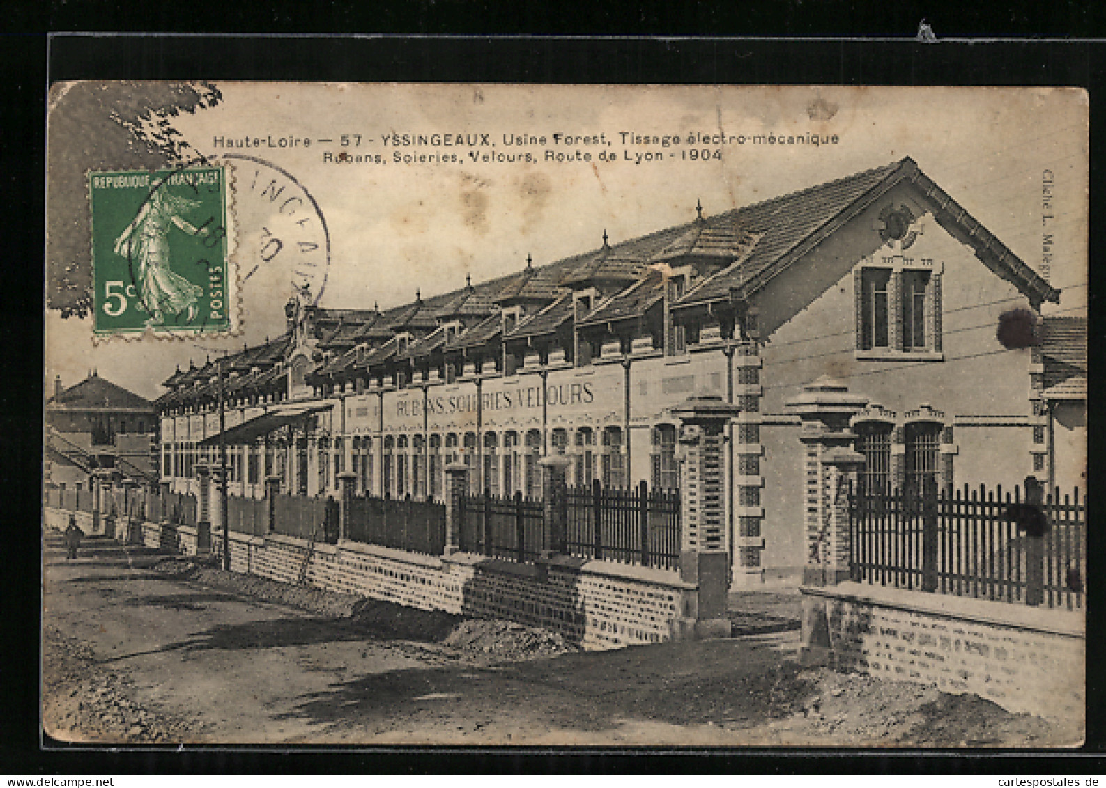 CPA Yssingeaux, Usine Forest, Tissage Electro-mecanique Rubans, Soieries, Velours, Route De Lyon 1904  - Yssingeaux