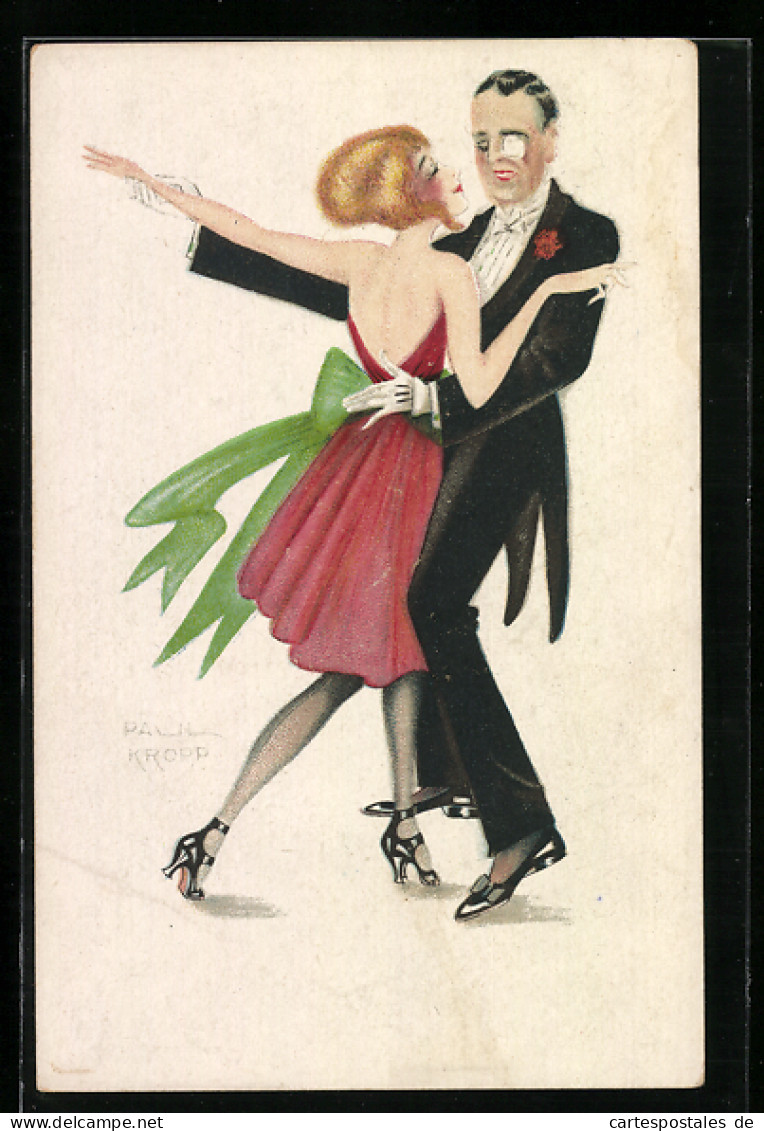 Künstler-AK Sign. Paul Kropp: Tanzendes Paar, Art Deco  - Other & Unclassified