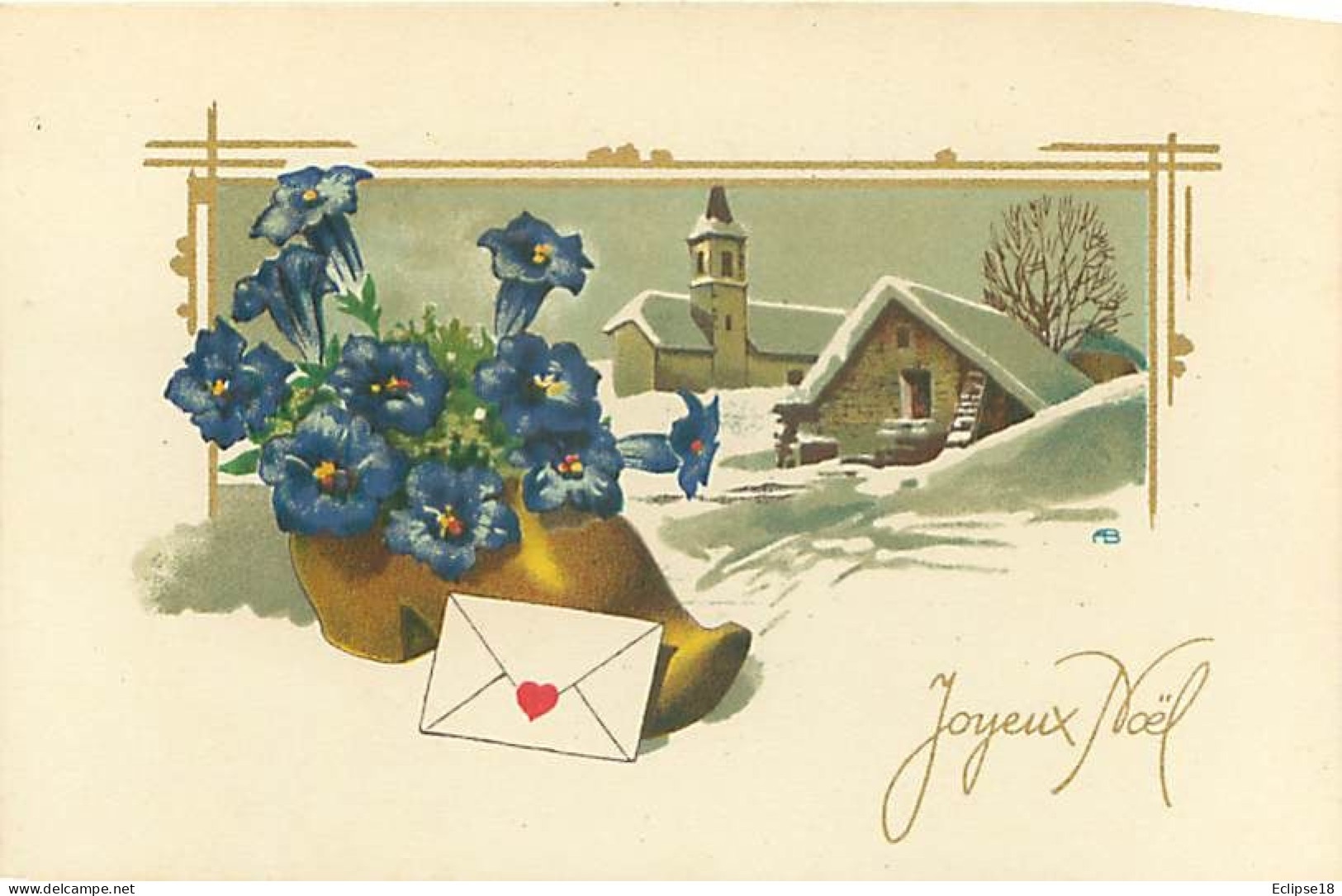 Joyeux Noel - Paysage Signé Ab   Q 2554 - Other & Unclassified