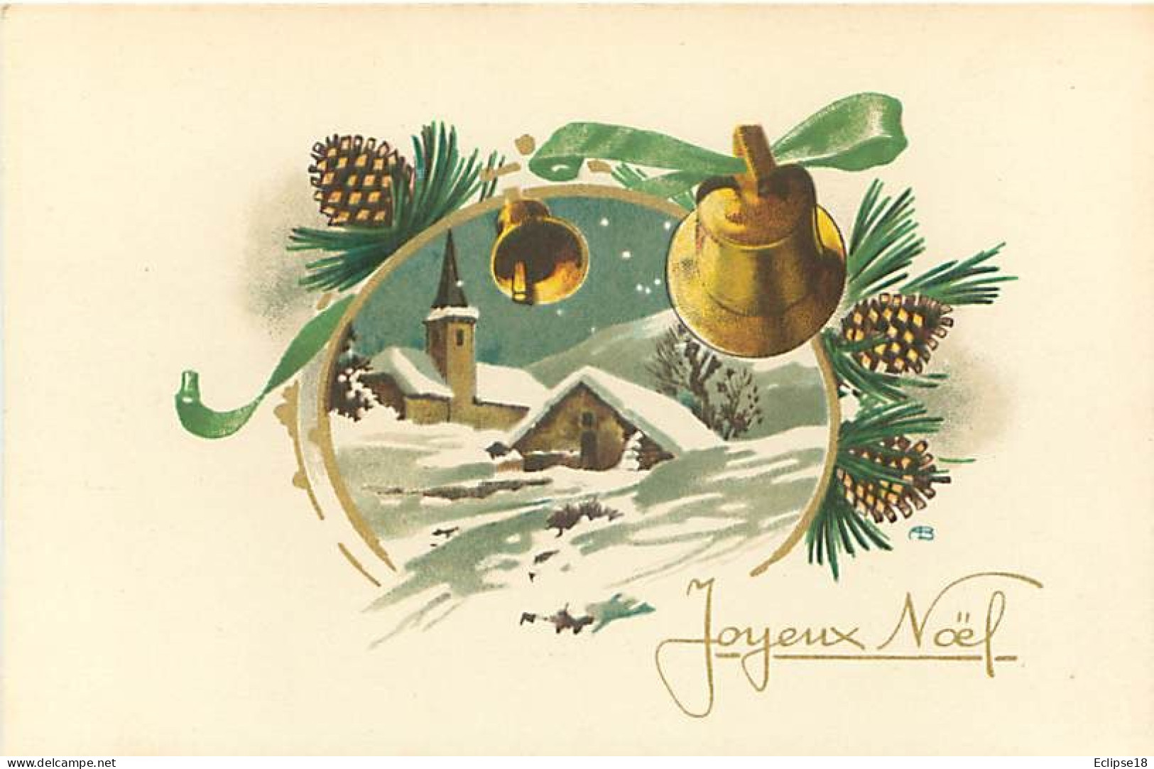 Joyeux Noel - Paysage Signé Ab   Q 2554 - Otros & Sin Clasificación