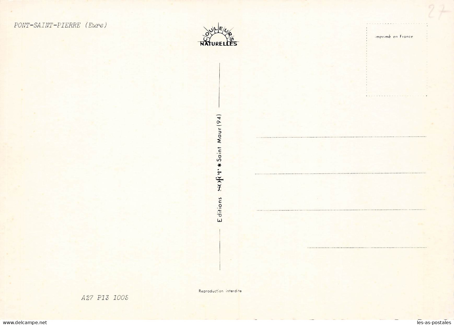 27 PONT SAINT PIERRE - Otros & Sin Clasificación