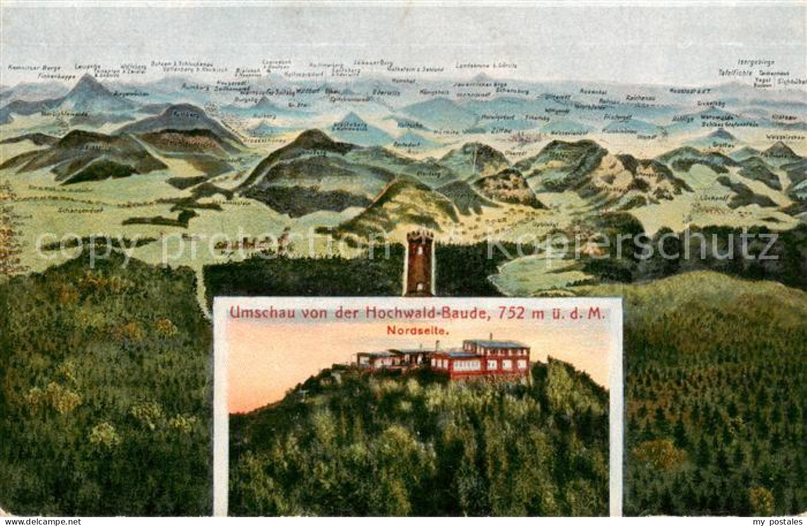 73818686 Riesengebirge Boehmischer Teil Panorama Hochwald Baude Nordseite  - Czech Republic