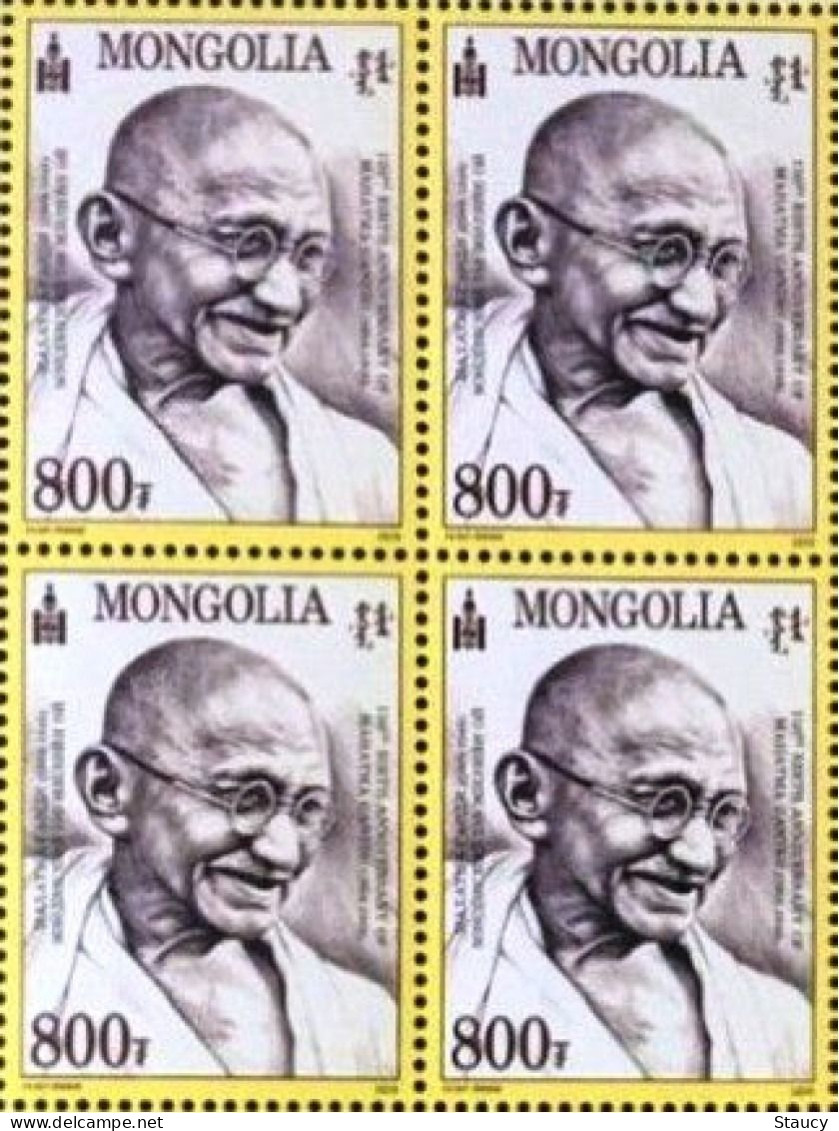 Mongolia 2019 - 150th Birth Anniversary Of Mahatma Gandhi - Block Of 4 Stamps MNH P.O Fresh & Fine  Ex Rare - Mahatma Gandhi