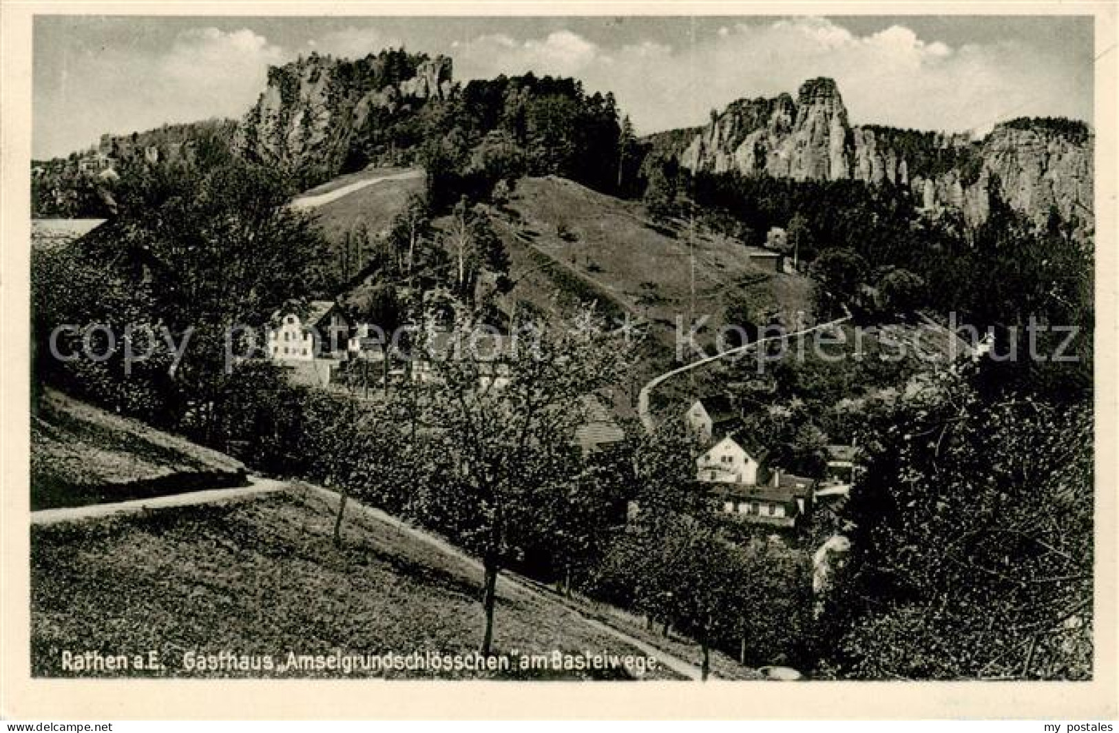 73818583 Rathen Saechsische Schweiz Gasthaus Amselgrundschloesschen Am Basteiweg - Rathen