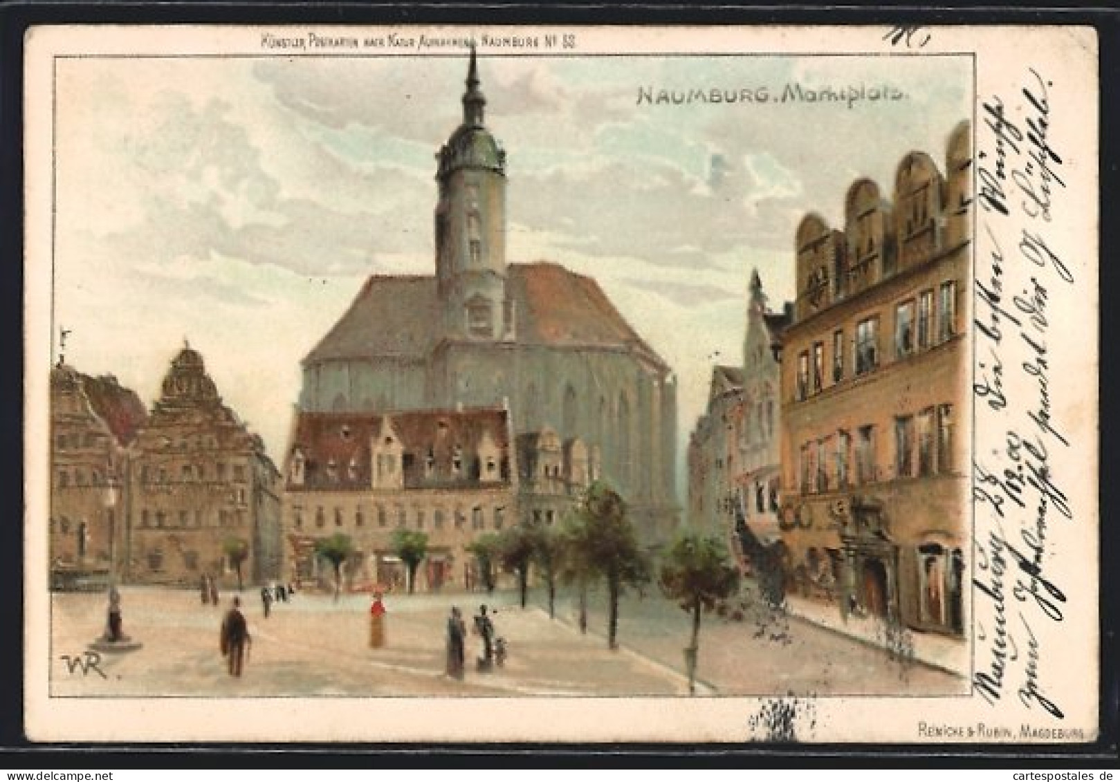 Lithographie Naumburg, Marktpklatz Mit Kirche  - Naumburg (Saale)