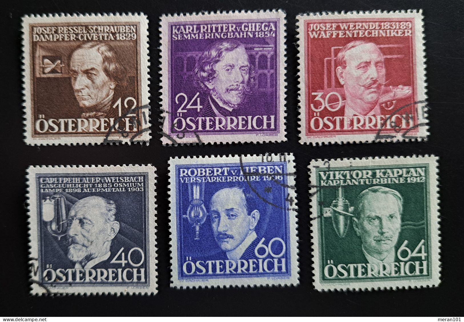 Österreich 1936, Mi 632-37 "Erfinder" Gestempelt - Gebraucht