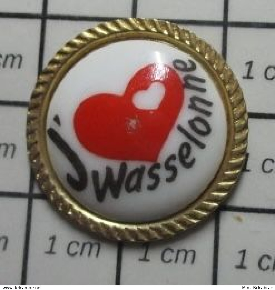 3417 Pin's Pins / Beau Et Rare / VILLES / J'AIME WASSELONE COEUR ROUGE Pins En Porcelaine De Limoges - Villes