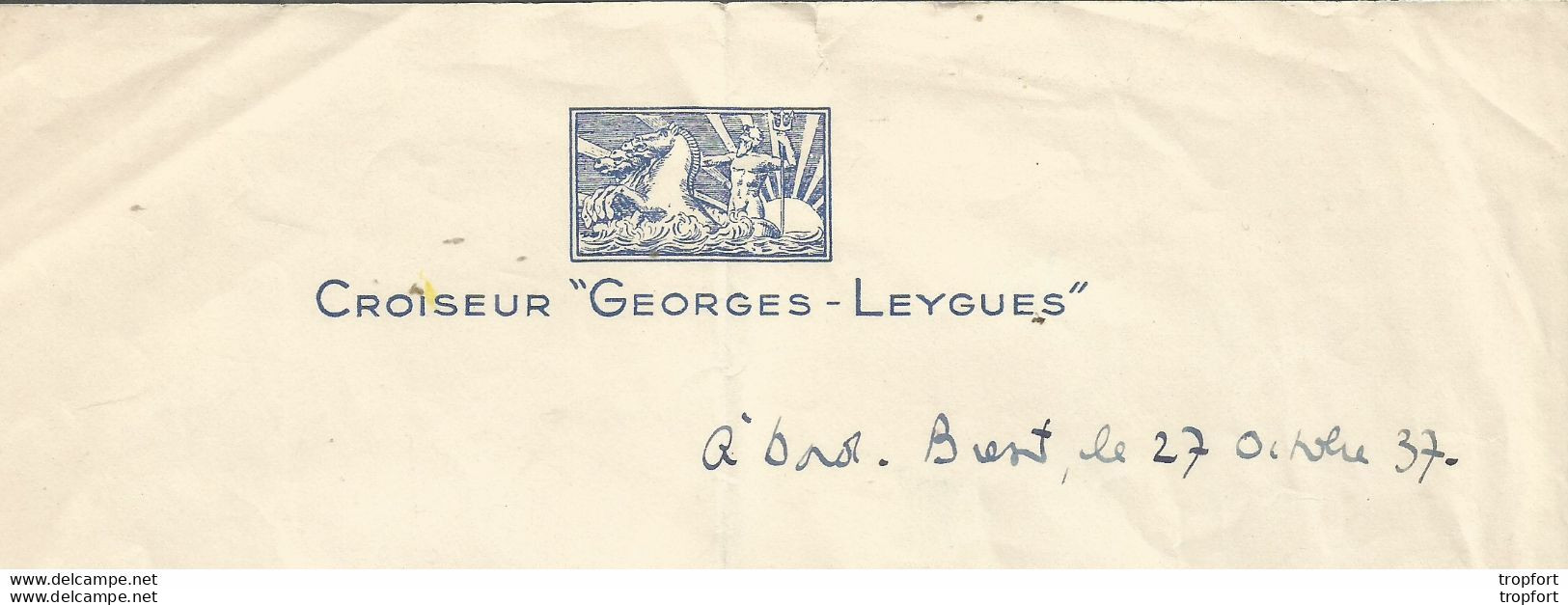 M11 Cpa / Rare LETTRE 1937 A BORD Du Croiseur Georges LEYGUES BREST Le 27 Octobre 1937 Navire Guerre Militaria - Transports