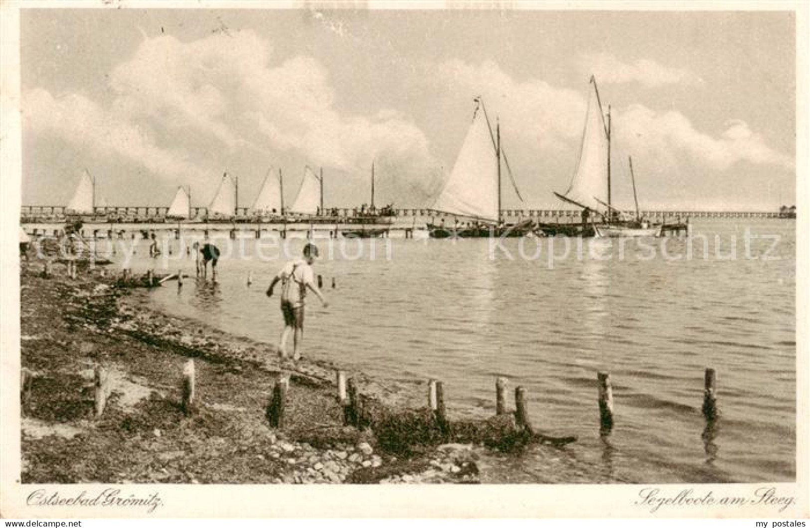 73818083 Groemitz Ostseebad Segelboote Am Steg Strand Groemitz Ostseebad - Groemitz