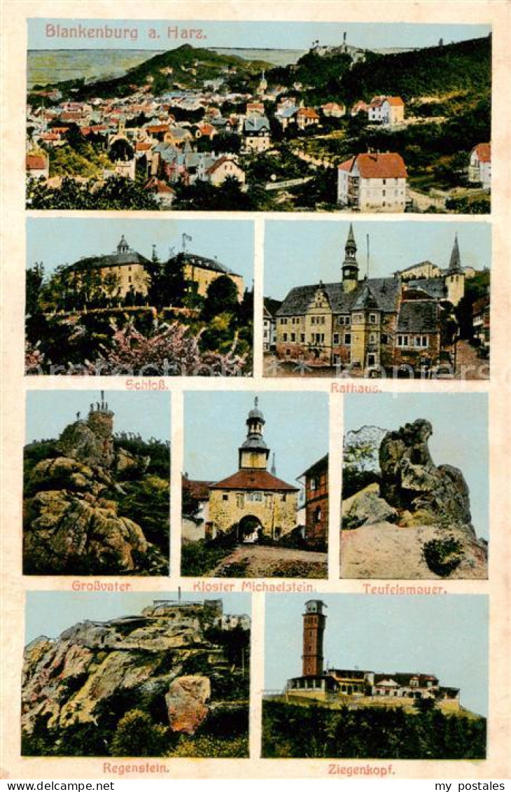 73818021 Blankenburg Harz Stadtpanorama Schloss Rathaus Grossvater Felsen Kloste - Blankenburg