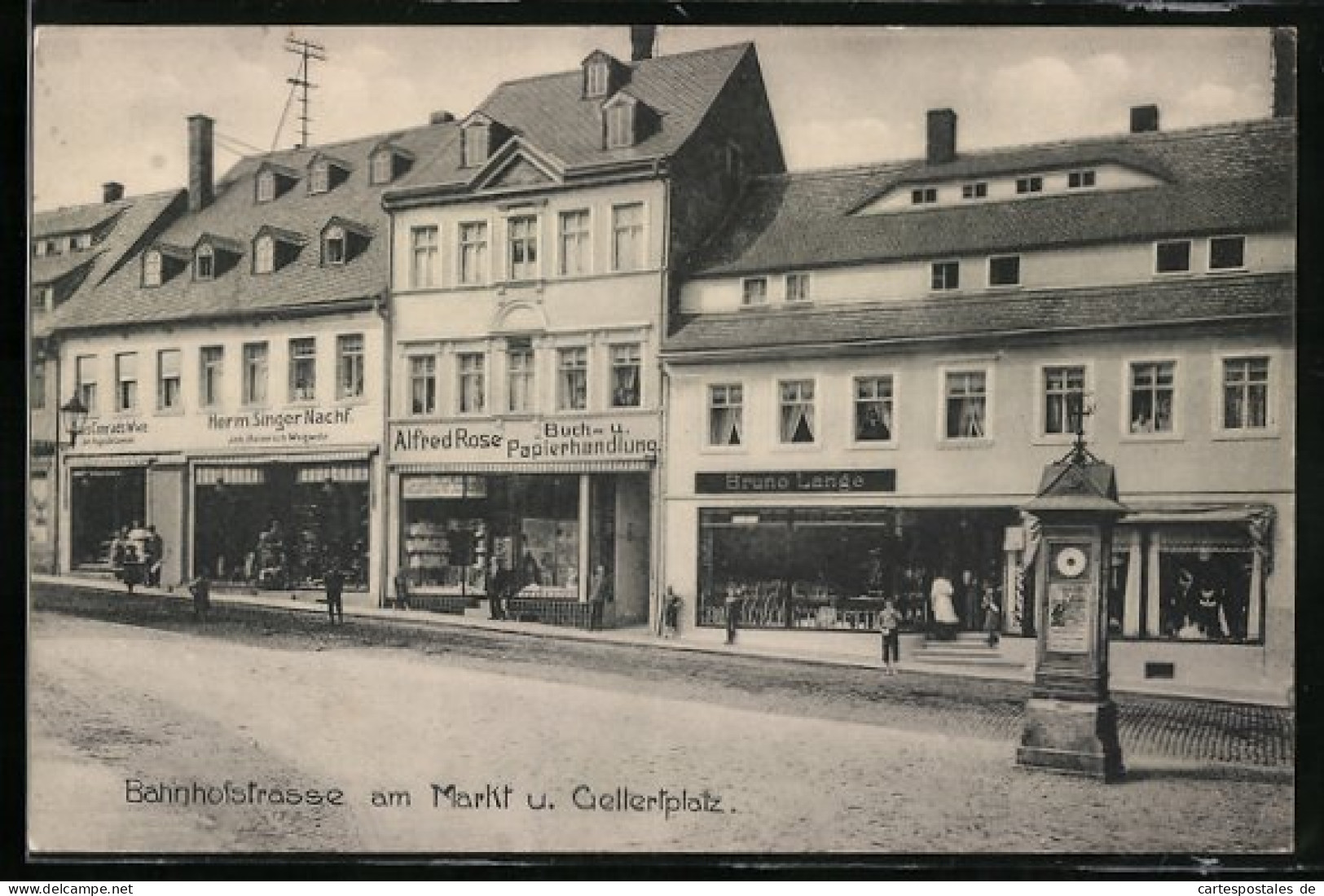 AK Hainichen, Bahnhofstrasse Am Markt Und Gellertplatz, Wettersäule  - Autres & Non Classés