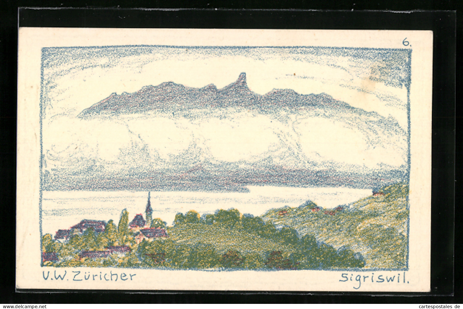Künstler-AK Sigriswil, Panorama  - Sigriswil