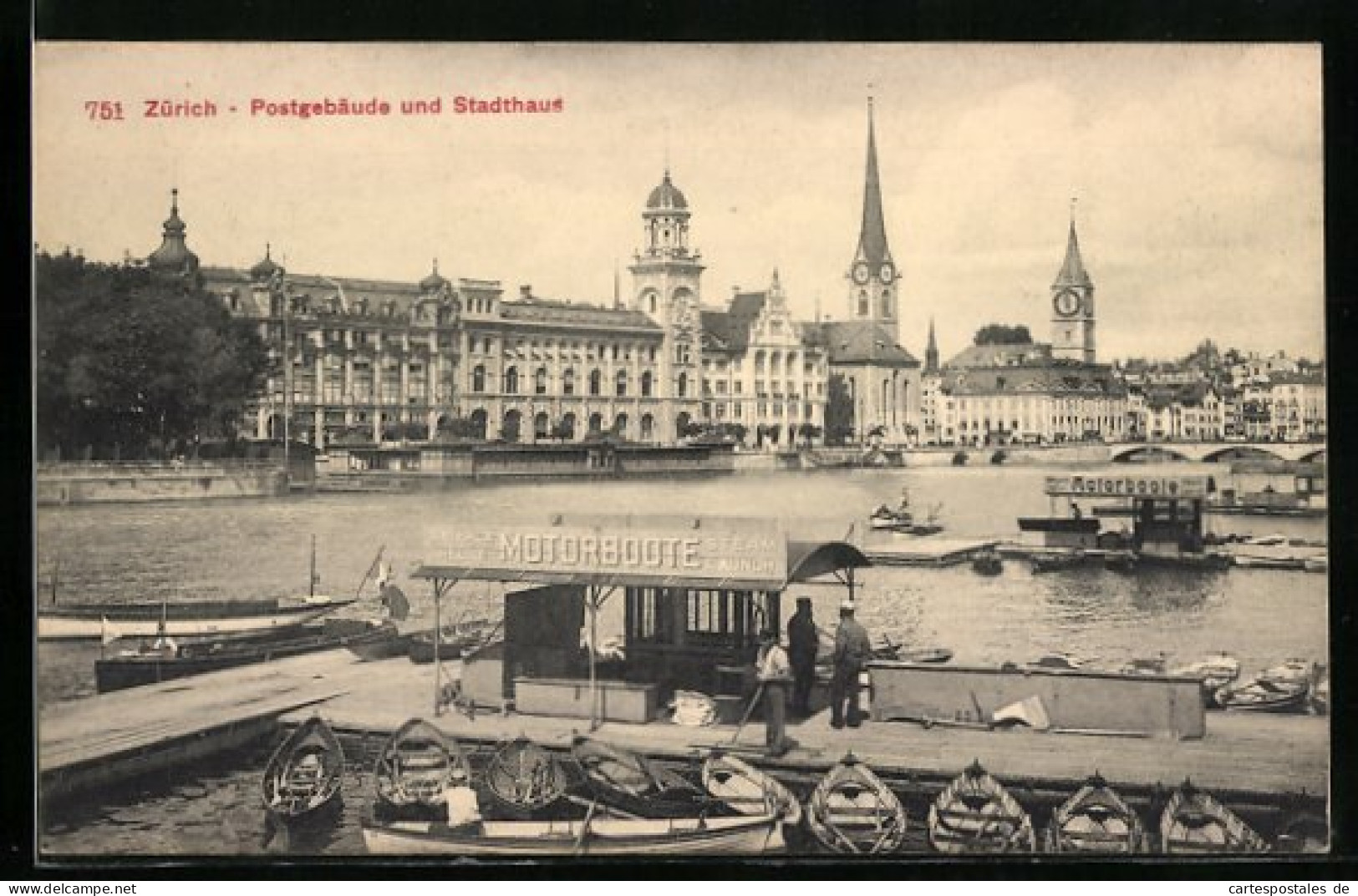 AK Zürich, Postgebäude Und Stadthaus  - Otros & Sin Clasificación