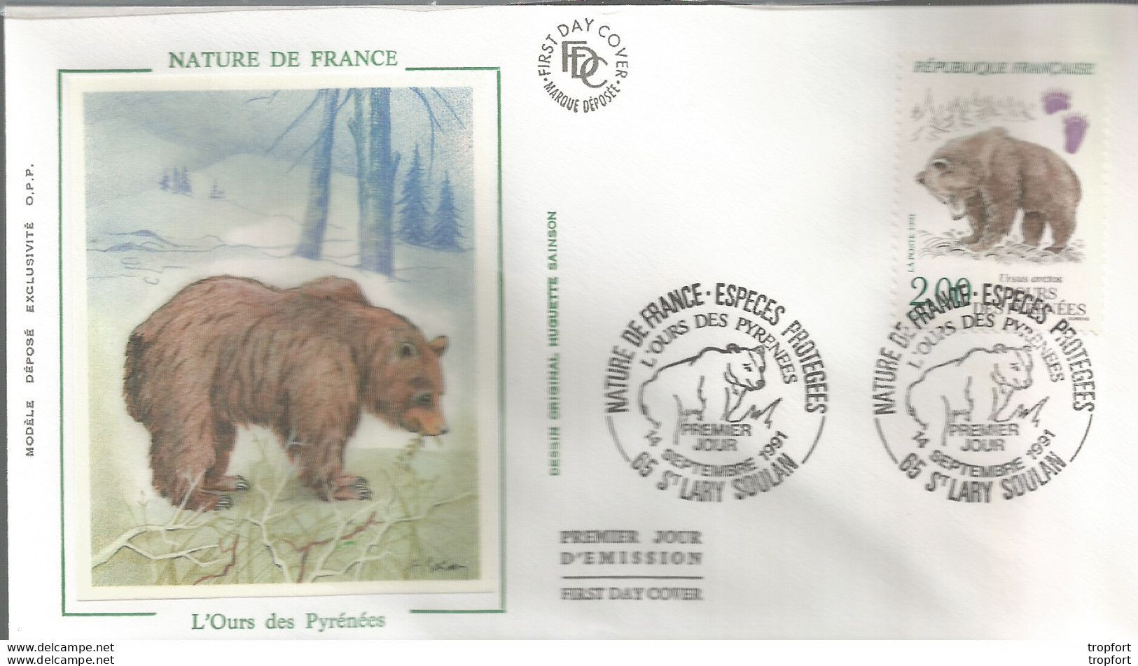 Cpa AL2 / First Day Cover Stamp / Enveloppe Timbrée Timbre Thème OURS Des Pyrénées // St LARY SOULAN - Collections