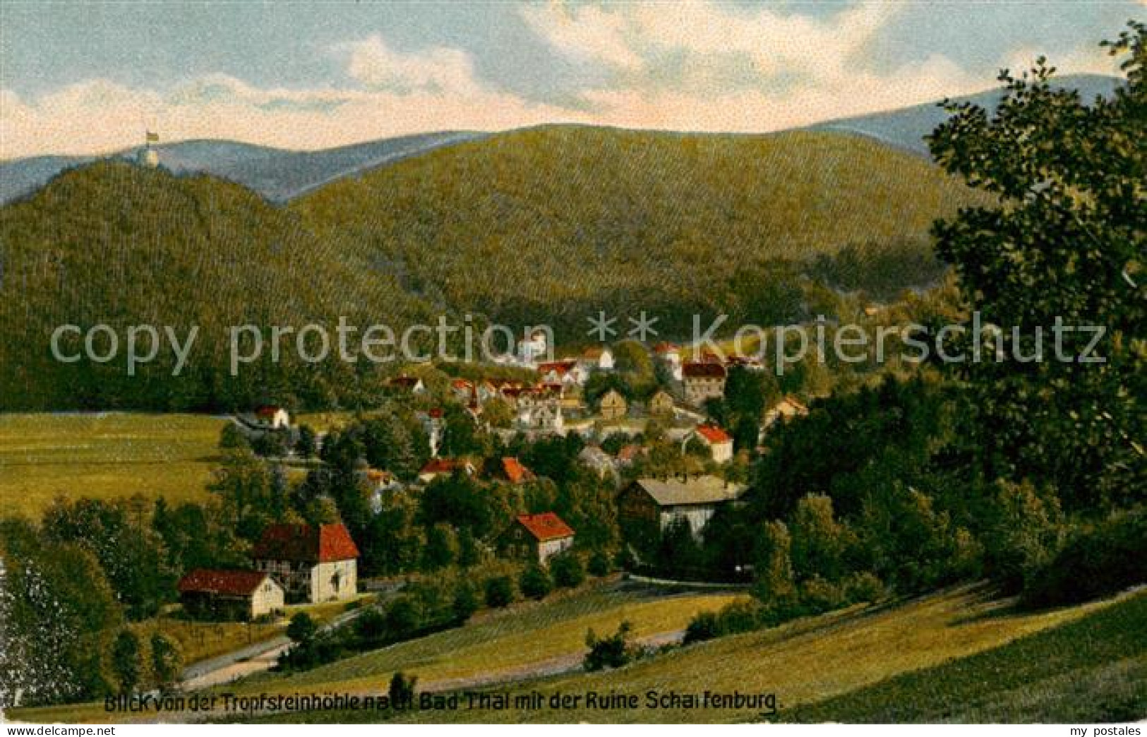 73817872 Bad Thal Ruhla Blick Von Der Tropfsteinhoehle Nach Bad Thal Mit Der Rui - Other & Unclassified