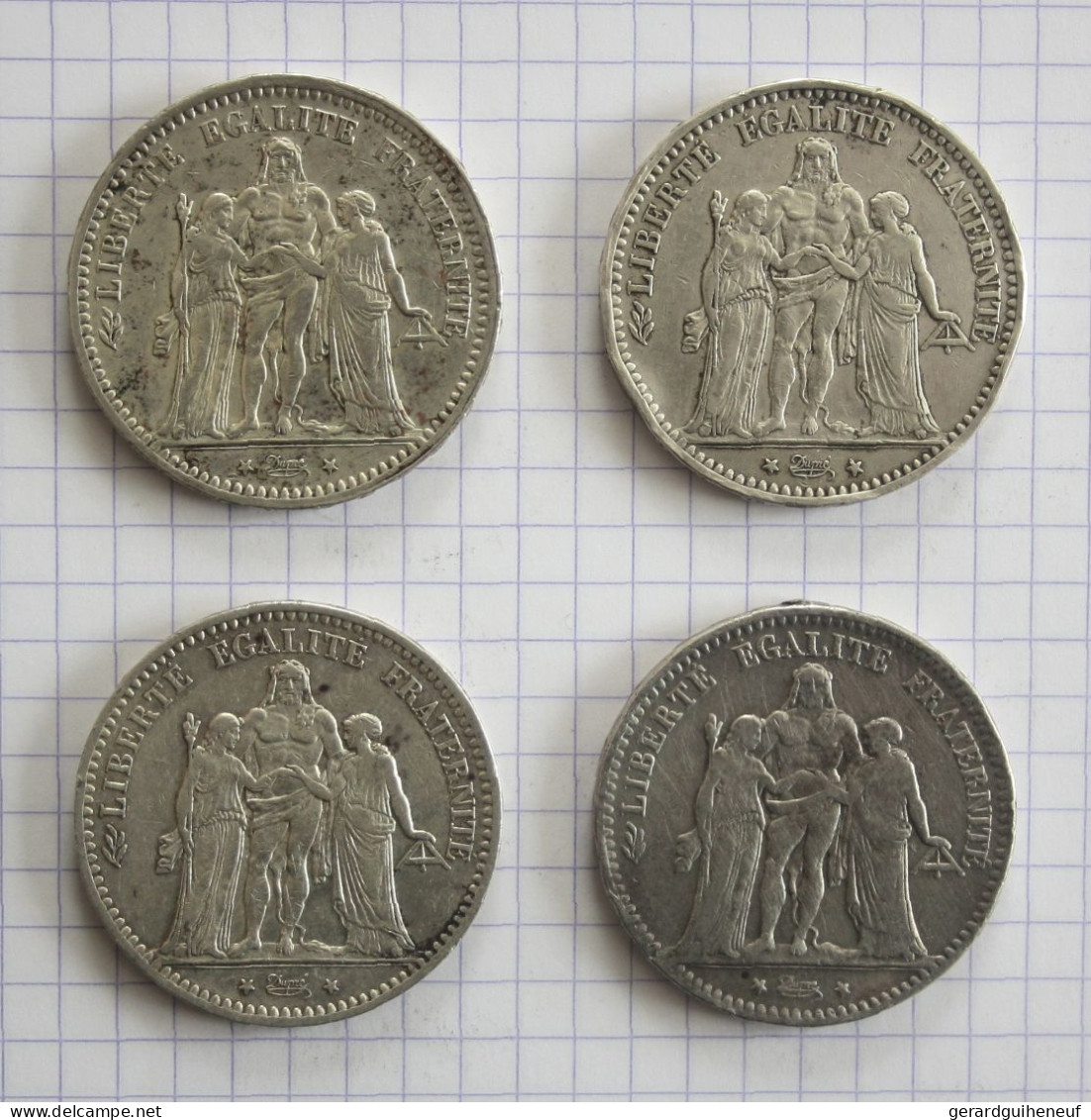 ARGENT : 4 Monnaies 5 Francs HERCULE - De 1873 à 1876 - Kiloware - Münzen