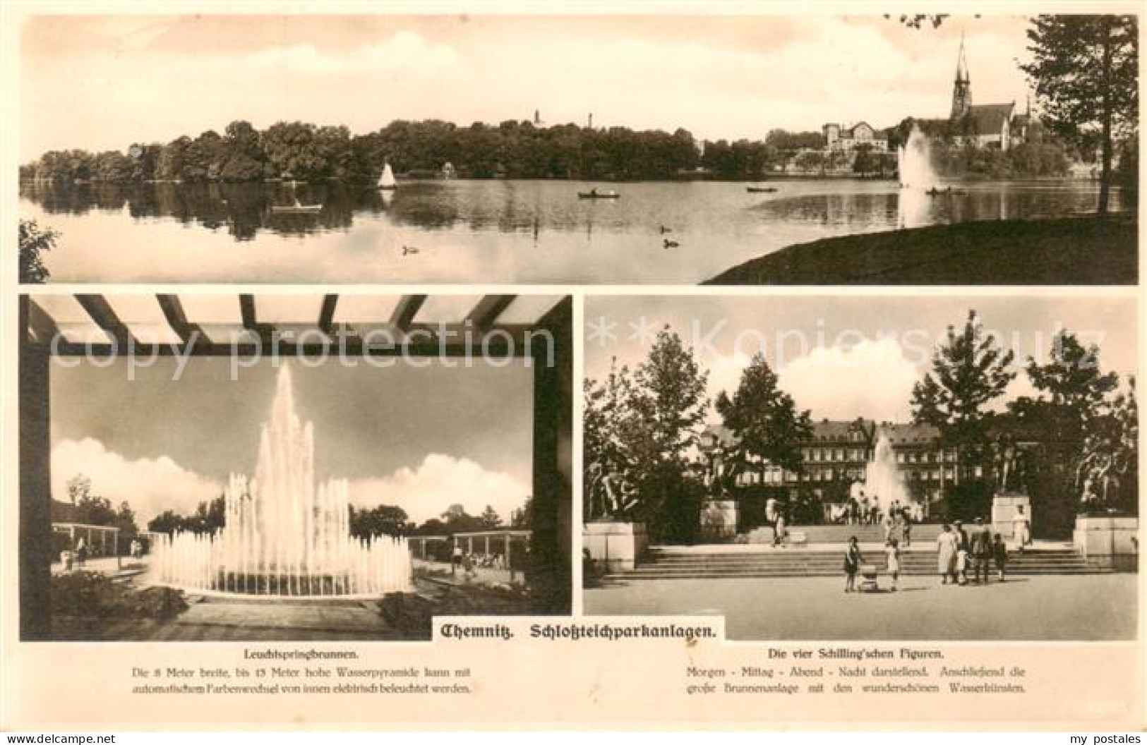 73817834 Chemnitz Schlossparkanlagen Leuchtspringbrunnen Die Vier Schillingschen - Chemnitz