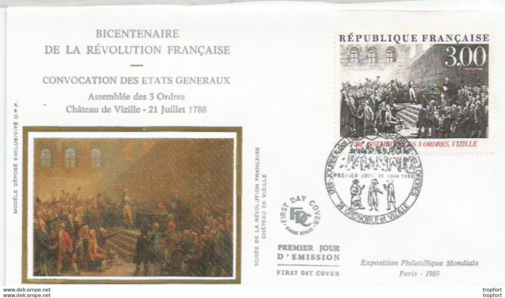 Cpa AL1 / First Day Cover Stamp / Enveloppe Timbrée Timbre Thème Révolution Française GRENOBLE VIZILLE Isère - Collections