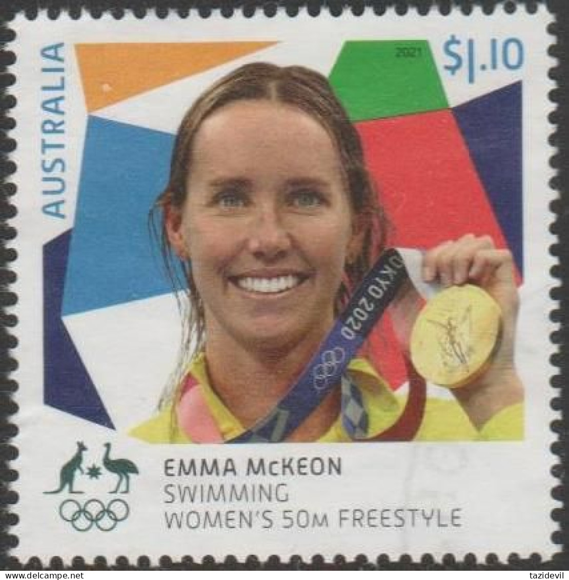 AUSTRALIA - USED 2021 $1.10 Olympic Games Gold Medal Winners Swimming: Women's 50m Freestyle - Used Stamps