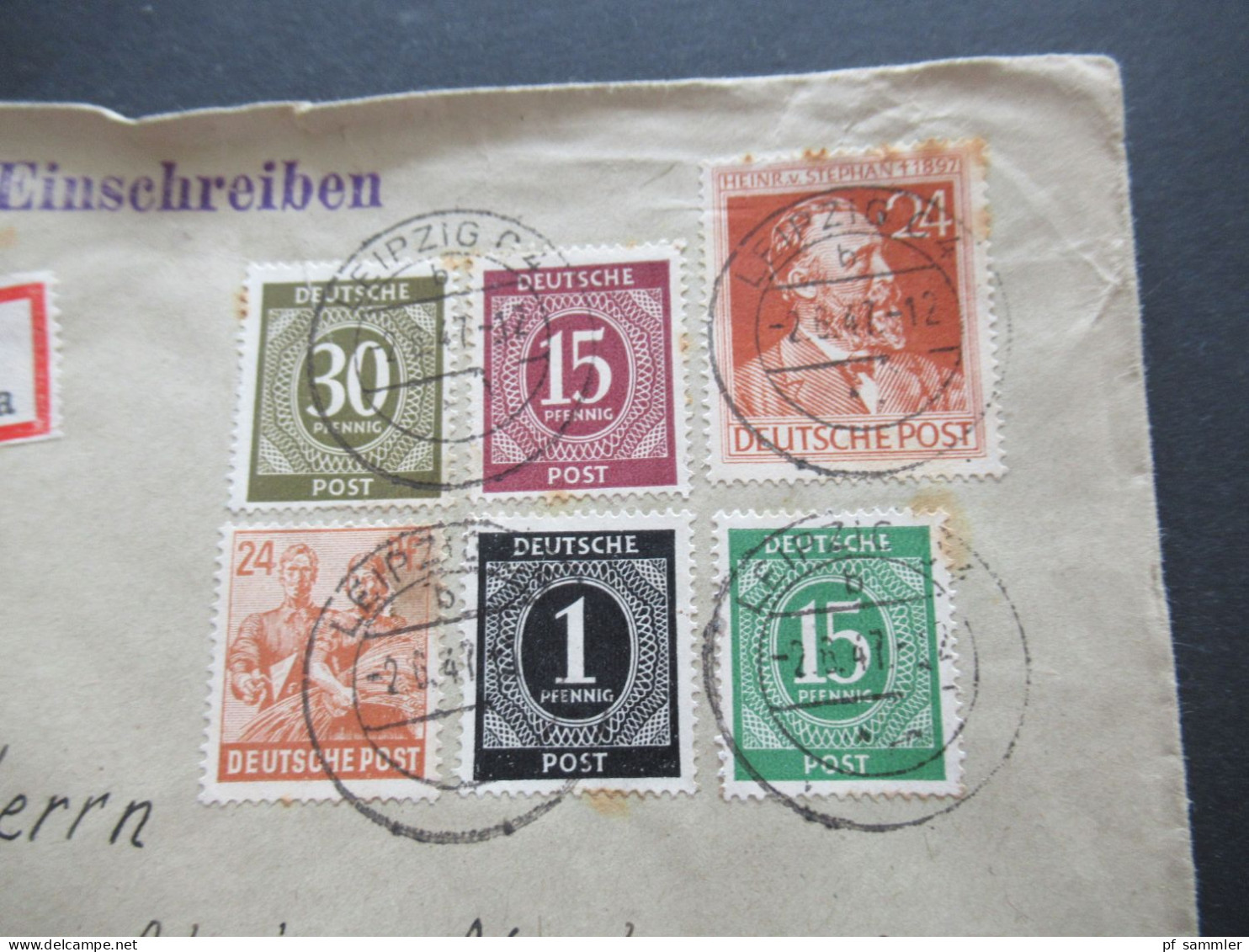 1947 Kontrollrat MiF Verwendet In Der SBZ Einschreiben Leipzig C4 Nach Bösperde Kreis Iserlohn Mit Ank. Stempel - Lettres & Documents