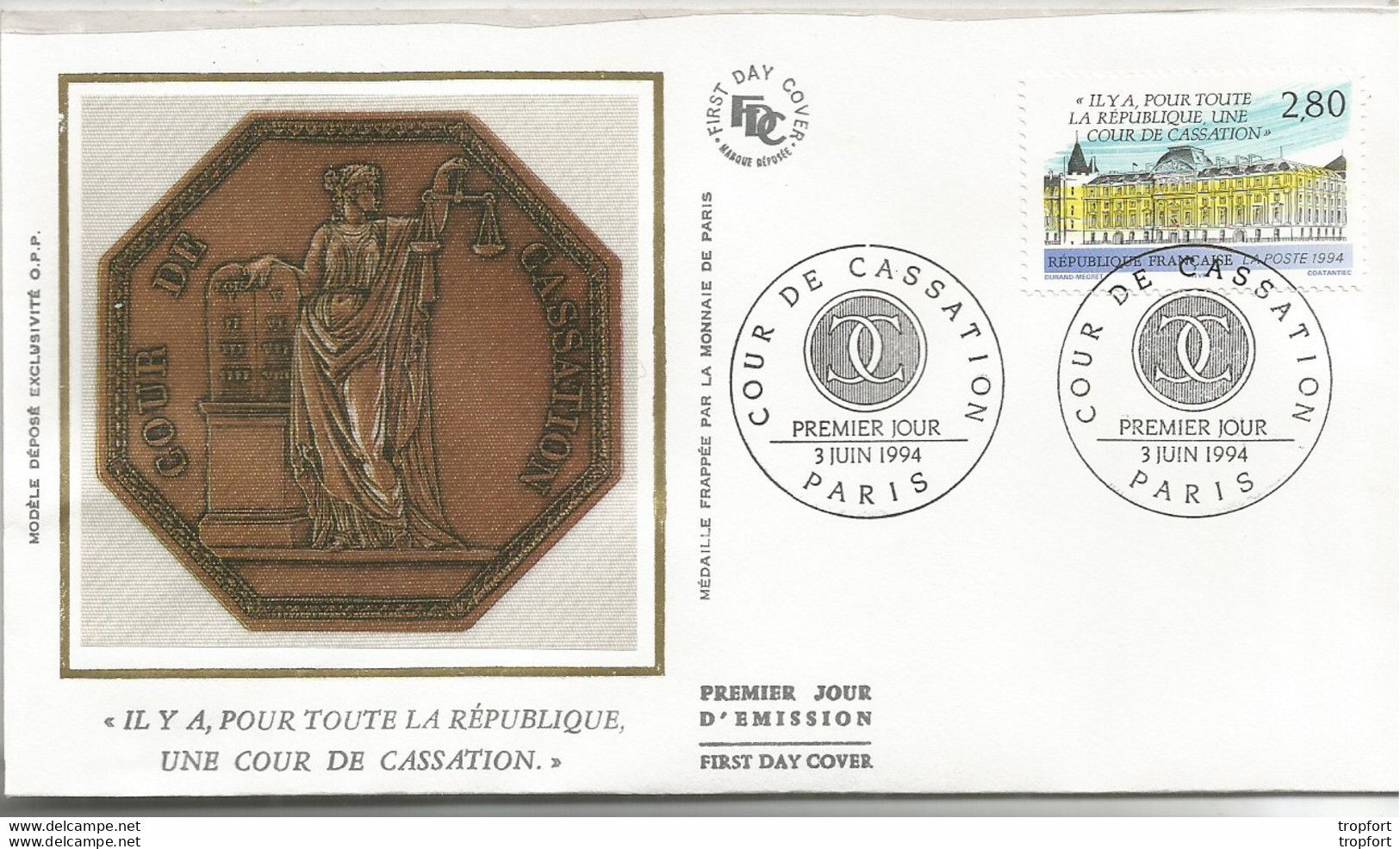 Cpa RX9 / First Day Cover Stamp / Enveloppe Timbrée Timbre Thème JUSTICE Cour De CASSATION - Verzamelingen