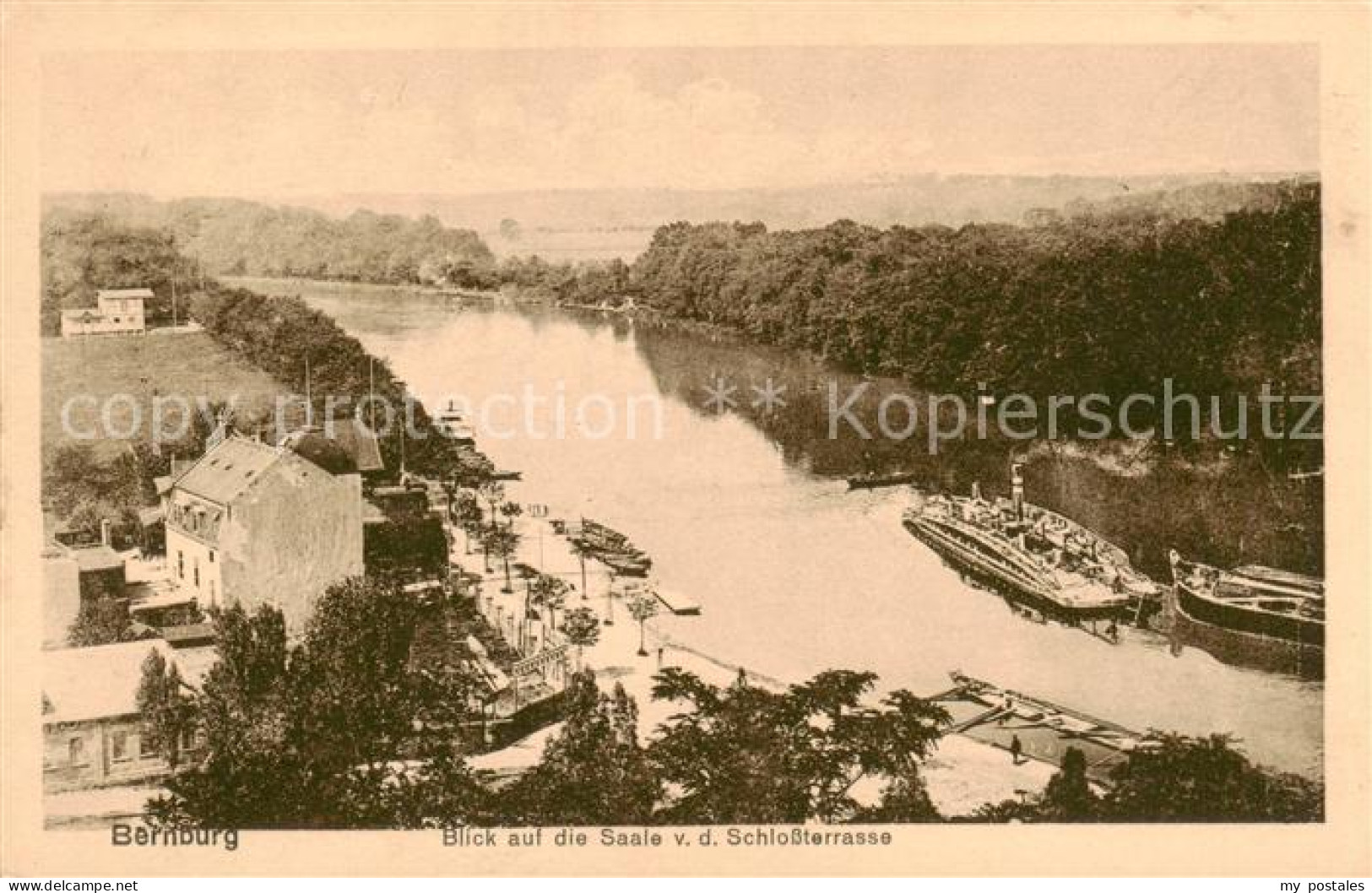 73817763 Bernburg Saale Blick Auf Die Saale Von Der Schlossterrasse Bernburg Saa - Bernburg (Saale)