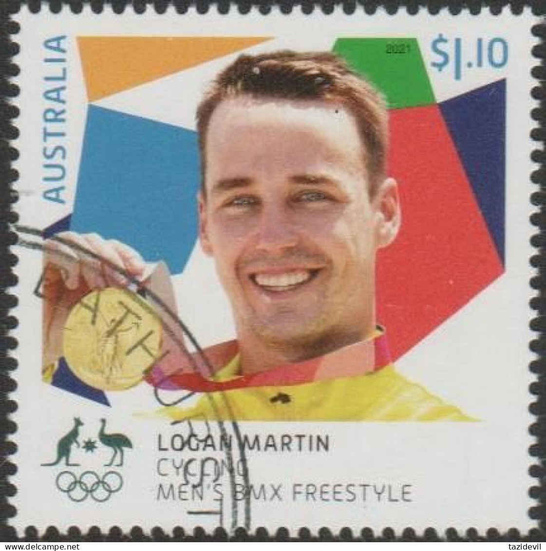 AUSTRALIA - USED 2021 $1.10 Olympic Games Gold Medal Winners Men's BMX Freestyle - Gebraucht