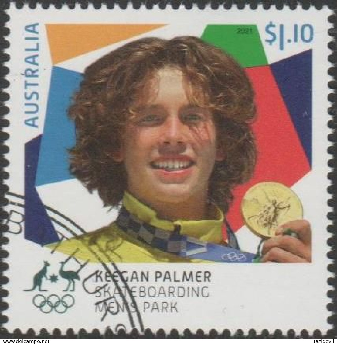 AUSTRALIA - USED 2021 $1.10 Olympic Games Gold Medal Winners Skateboarding Men's Park - Usados