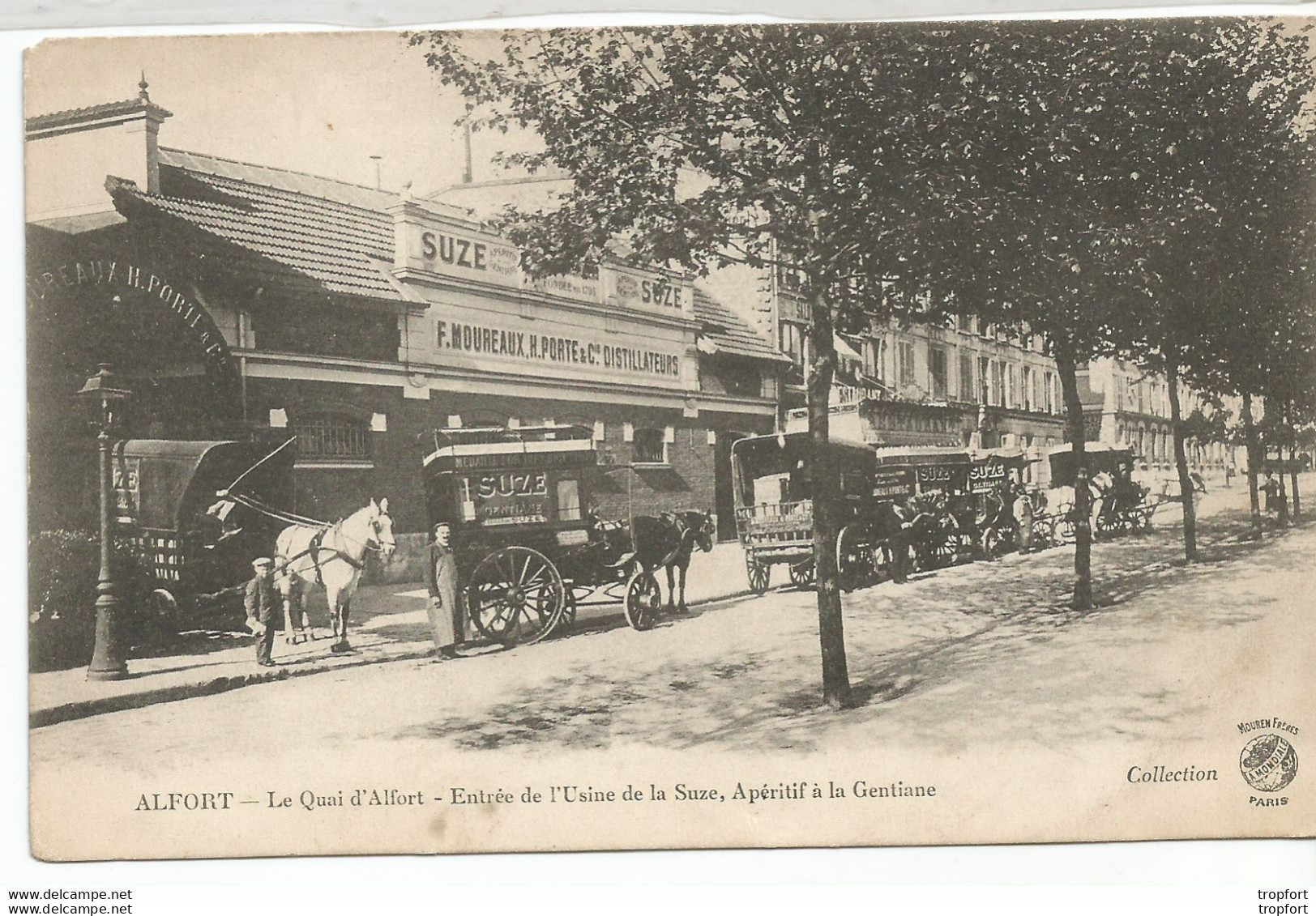 RX // Old Postcard // CPA Ancienne MAISONS ALFORT Café Publicité SUZE Entrée Usine SUZE GENTIANE - Maisons Alfort