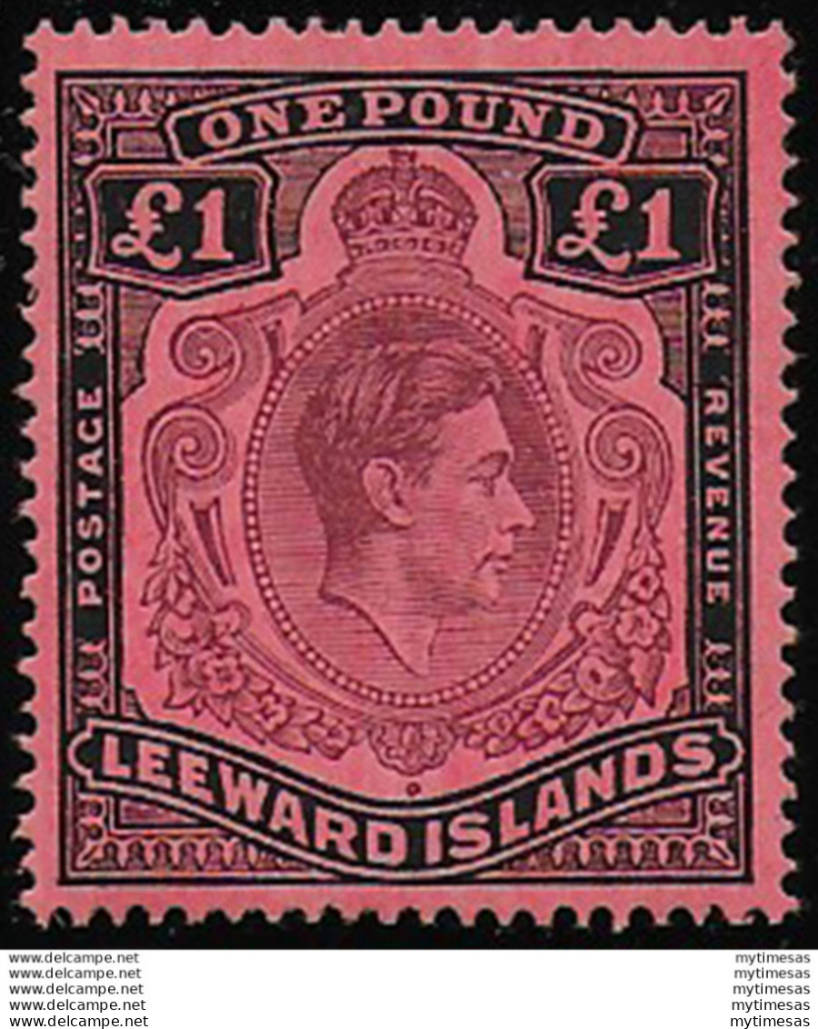 1945 Leeward Islands 1£ Black/salmon MNH SG. N. 114b - Altri & Non Classificati