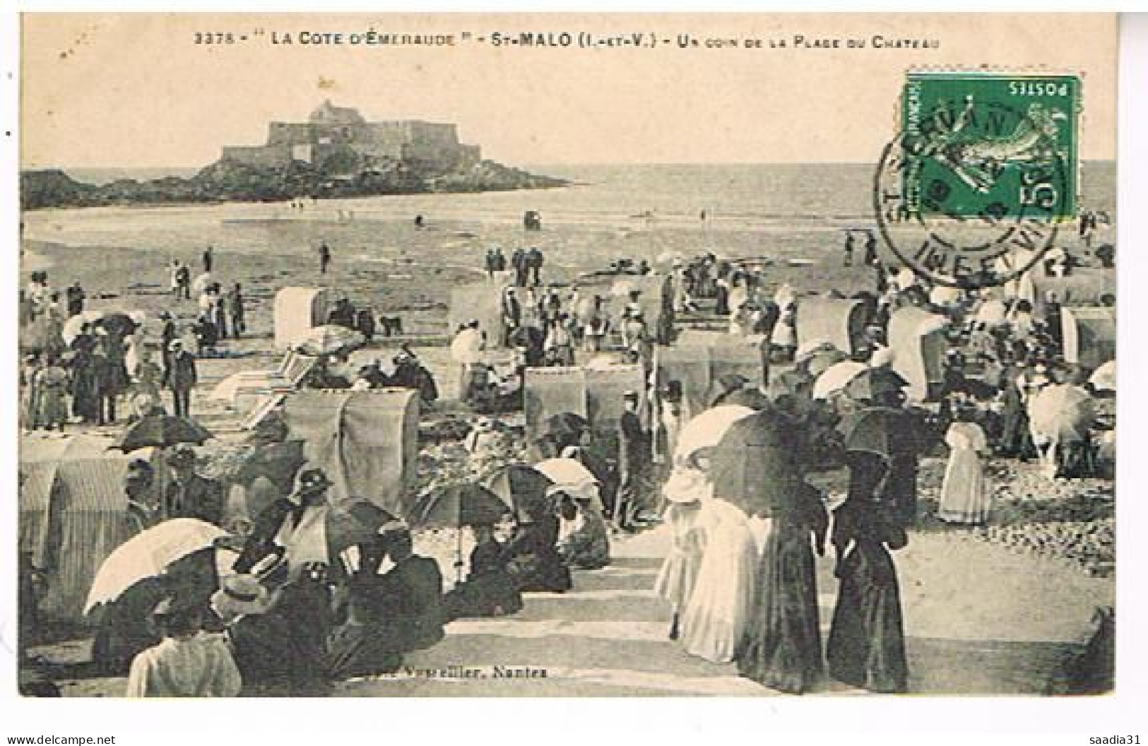 35    SAINT MALO  UN COIN DE LA PLAGE DU CHATEAU 1914 - Saint Malo