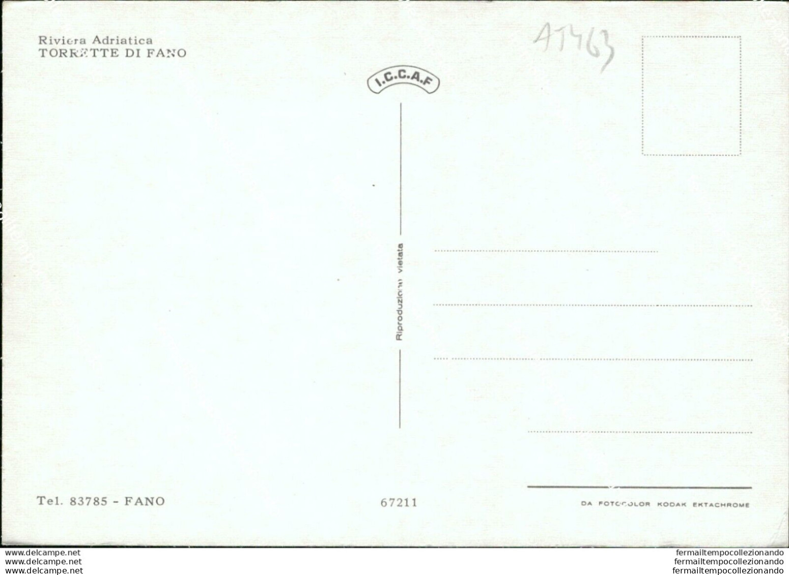 At463 Cartolina Torrette Di Fano Provincia Di Pesaro - Pesaro