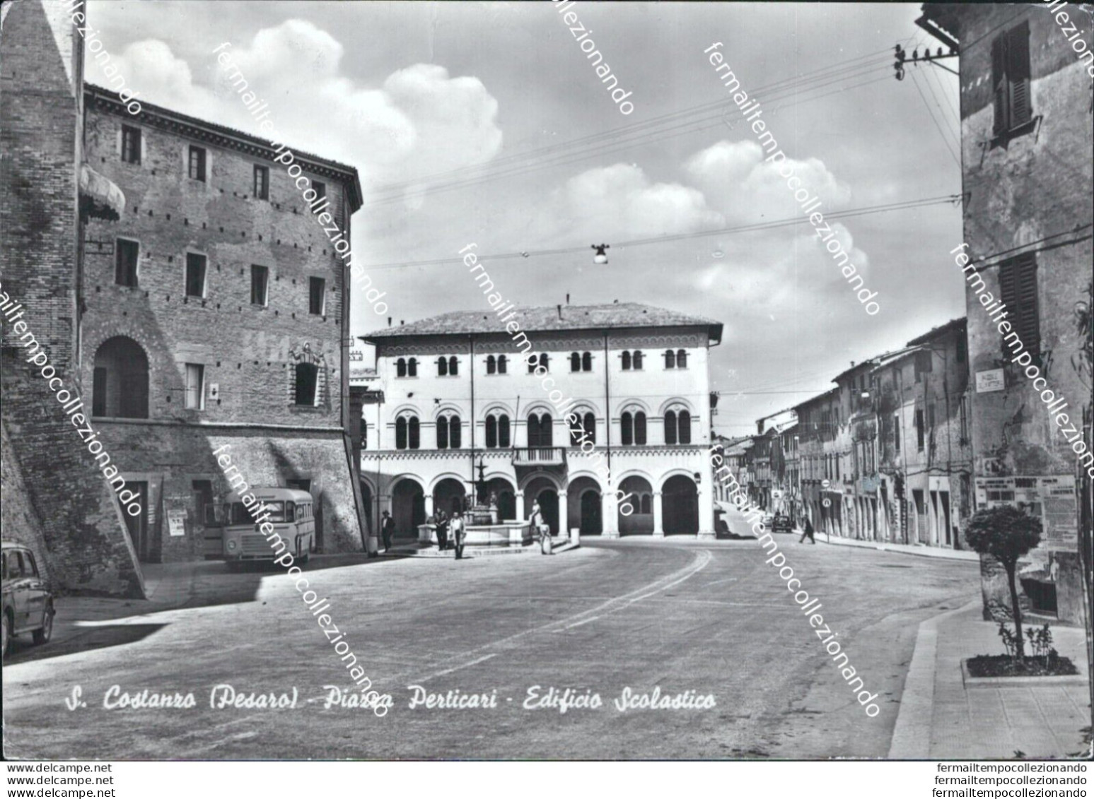 At425 Cartolina S.costanzo Piazza Perticari Edificio Scolastico Pesaro - Pesaro