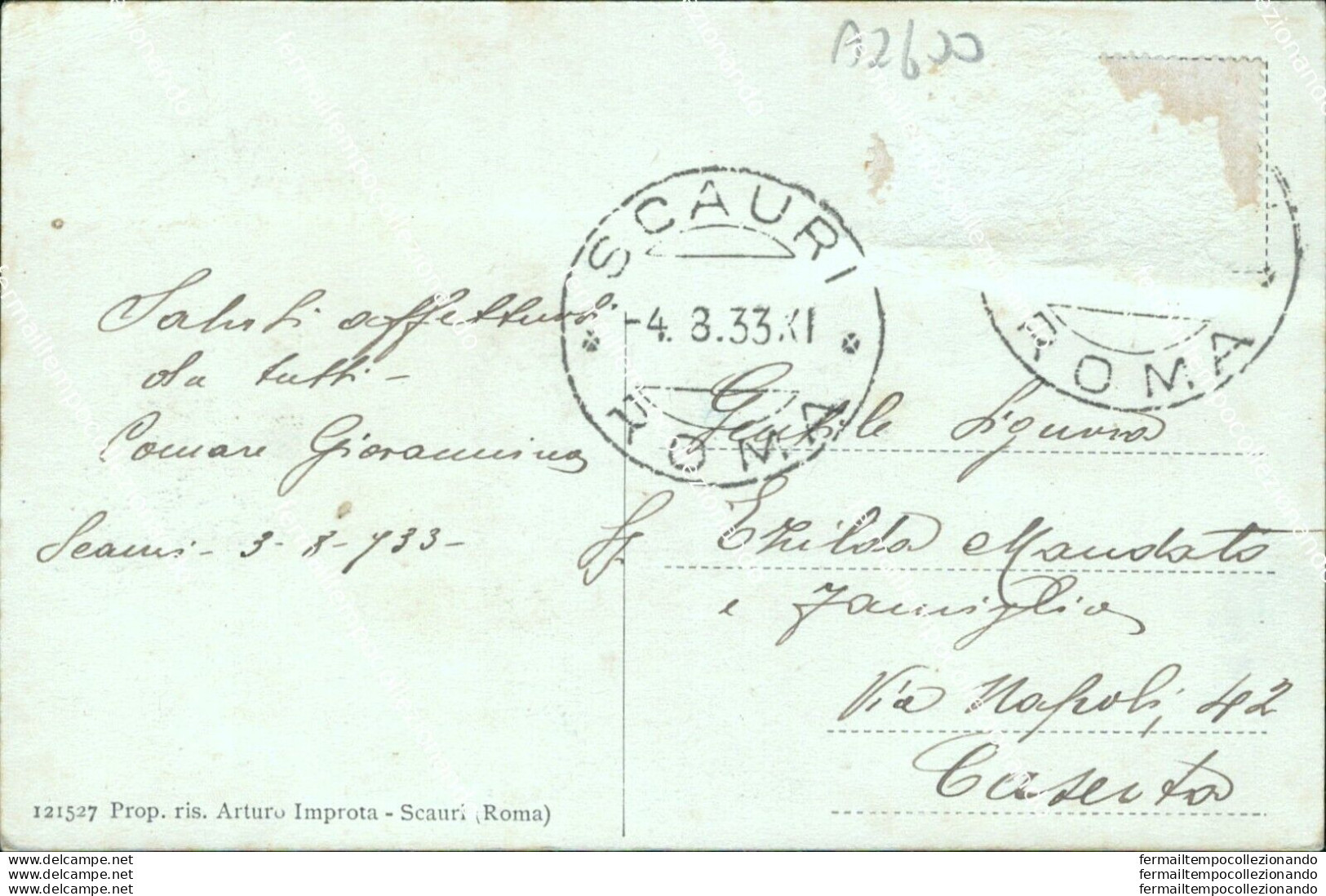 Az600 Cartolina Scauri Marina 1933 Provincia Di Latina - Frosinone