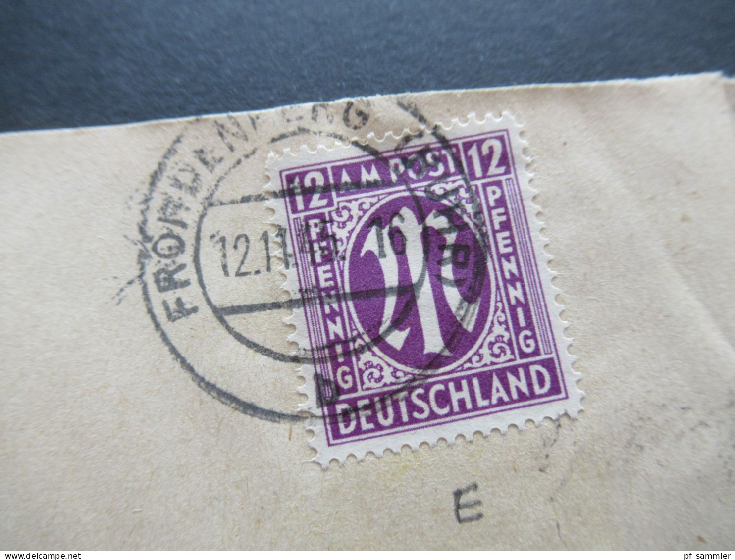 Bizone Am Post Nr.15 EF Tagesstempel Fröndenberg (Ruhr) 12.11.1945 Aufbrauch Alter 3.Reich Umschläge / Überklebt - Covers & Documents