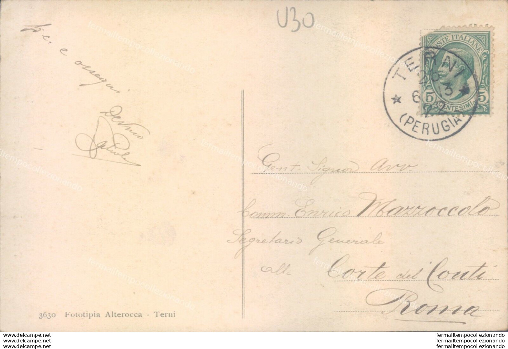 U30 Cartolina Terni Citta' La Cascata Delle Marmore 1922 - Terni