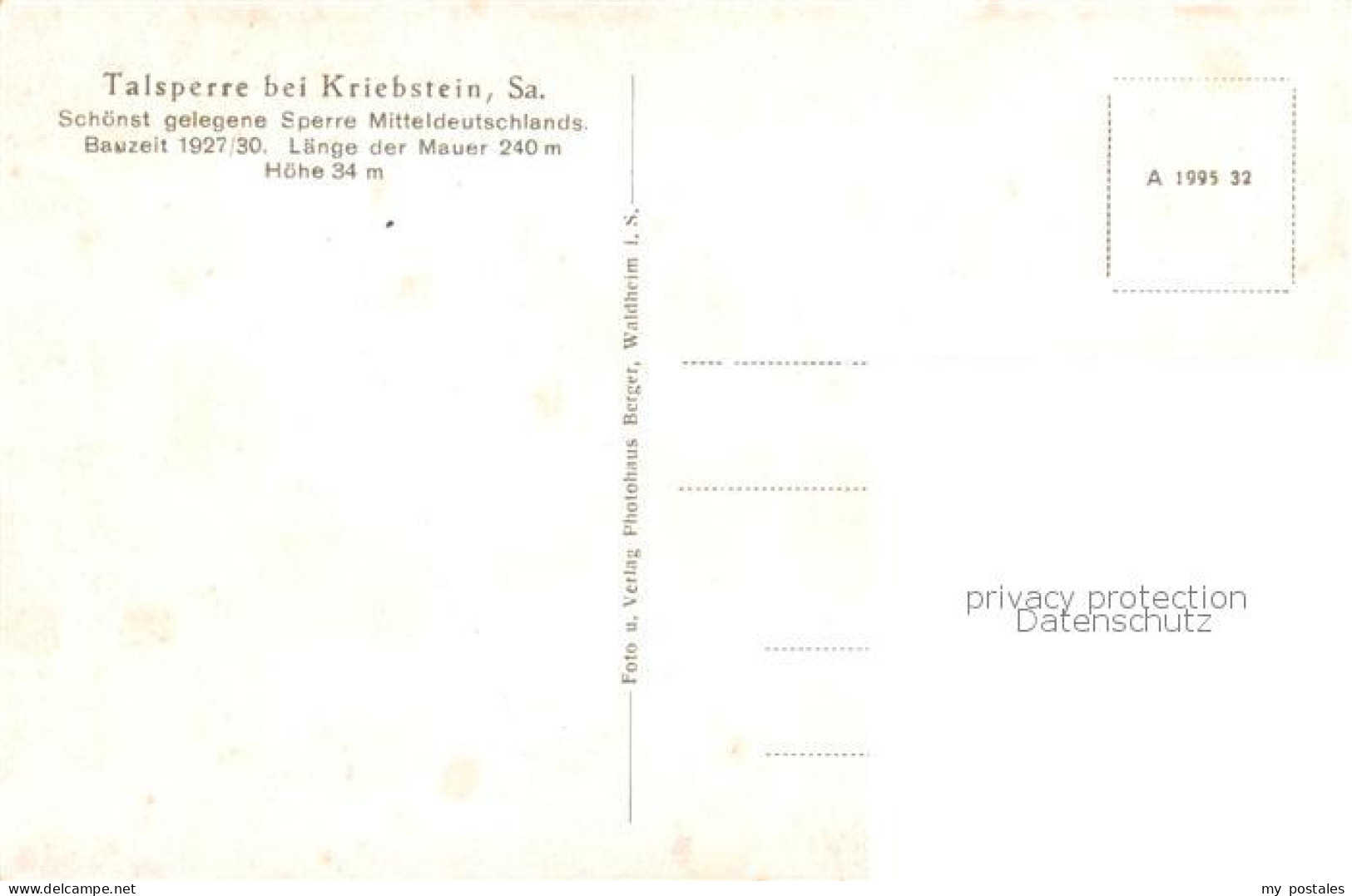 73817510 Kriebstein Talsperre Von Der Ehrenberger Kanzel Kriebstein - Other & Unclassified