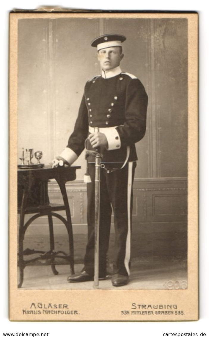 Fotografie A. Gläser, Straubing, Mittlerer Graben 535, Soldat Im Kgl. Bay. 7. Cheveauleger Regiment  - Krieg, Militär