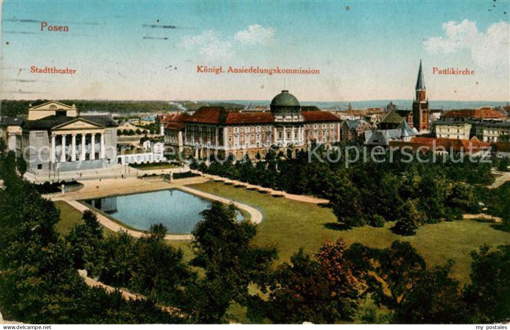 73817461 Posen Poznan Stadttheater Koenigl Ansiedlungskommission Paulikirche Fel - Poland