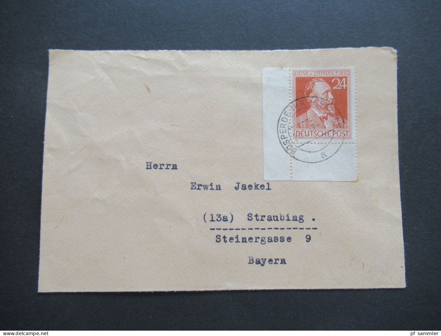 KOntrollrat 1947 Heinrich Von Stephan Nr.963 Eckrand Unten Links Fernbrief Bösperde Kreis Iserlohn - Straubing In Bayern - Cartas & Documentos