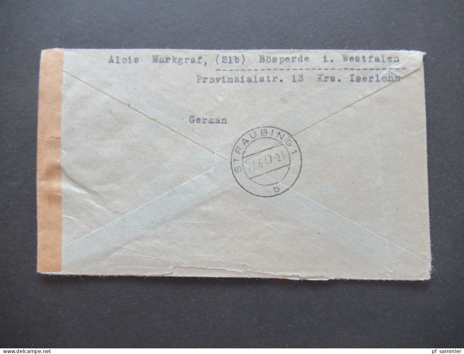 KOntrollrat 1947 Heinrich Von Stephan Nr.964 MiF Mit Ziffer Einschreiben Fernbrief Bösperde Kreis Iserlohn - Straubing - Briefe U. Dokumente