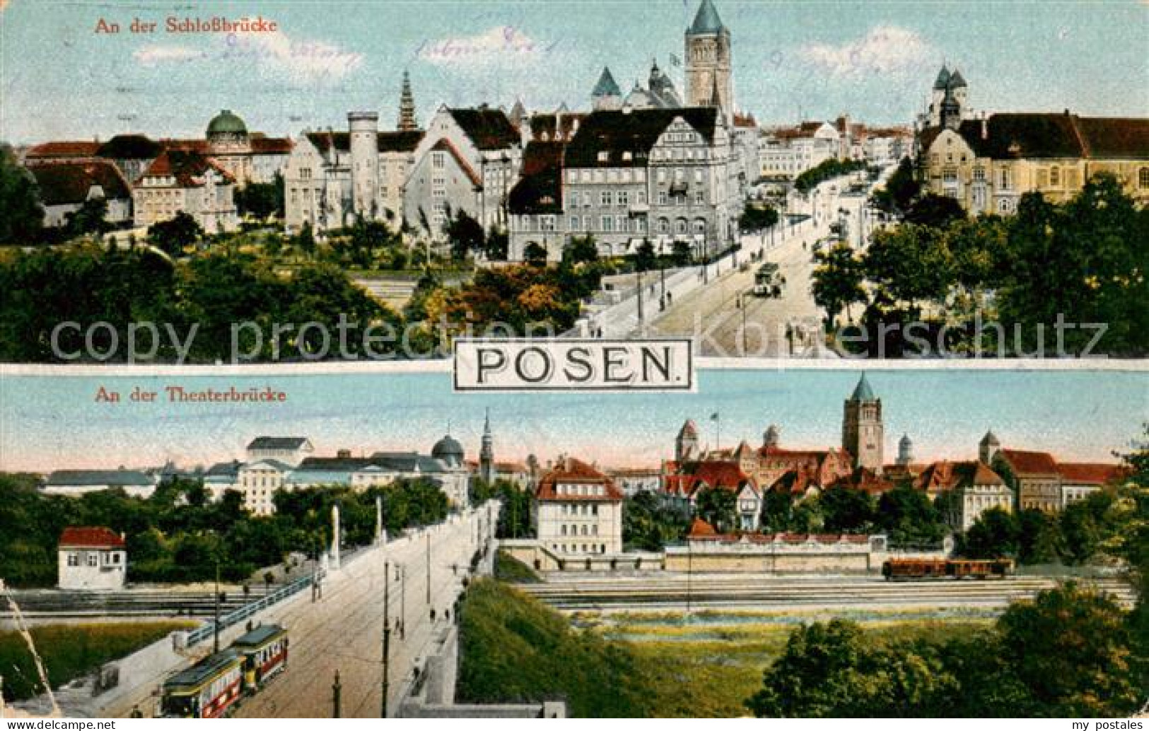 73817370 Posen Poznan An Der Schlossbruecke An Der Theaterbruecke Feldpost Posen - Pologne