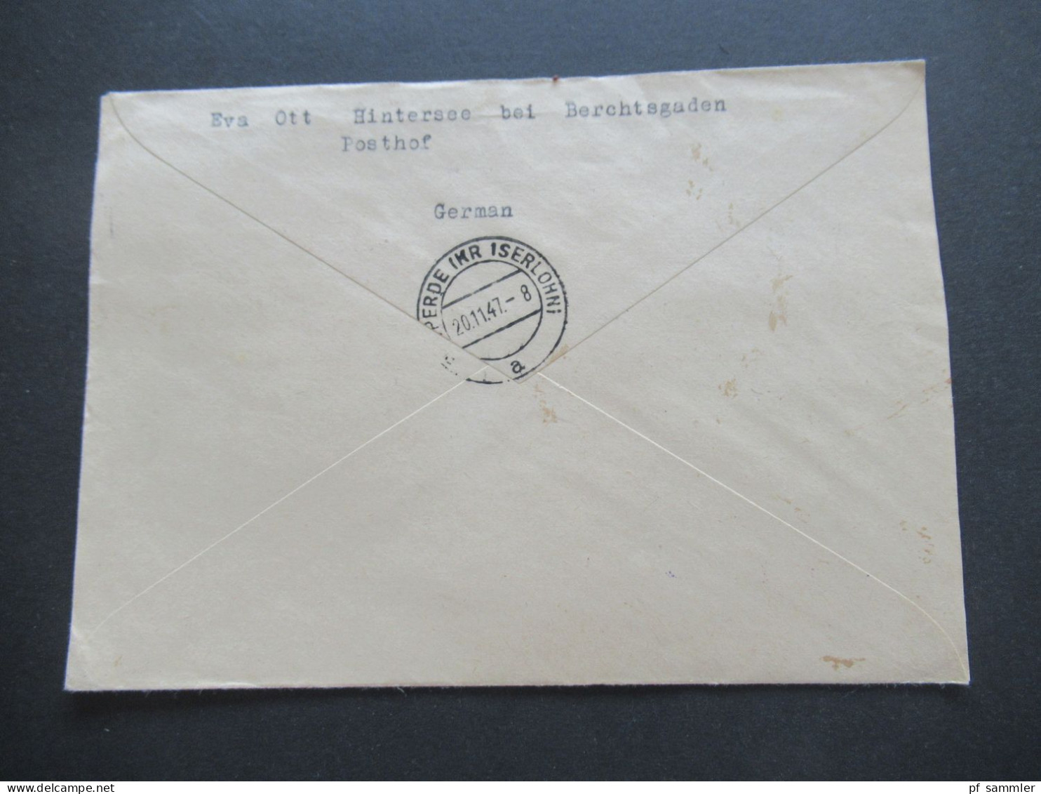 1947 Leipziger Herbstmesse Nr.966 MiF Einschreiben Not R-Zettel Gestempelt Hintersee Oberbayern - Bösperde In Westfalen - Briefe U. Dokumente